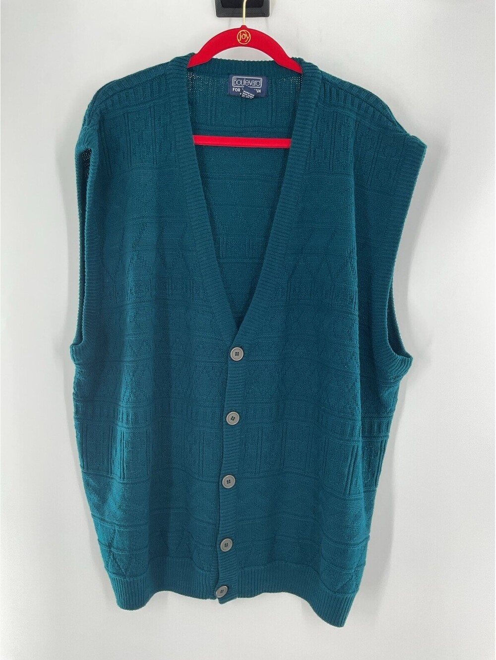 Boulevard For Tall Man By Block Teal Acrylic Sweater Vest 3XLT 098